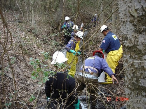 Workers in Protective Gear Cleaning Up Waste for Environmental Cleanup Services in Houston, TX